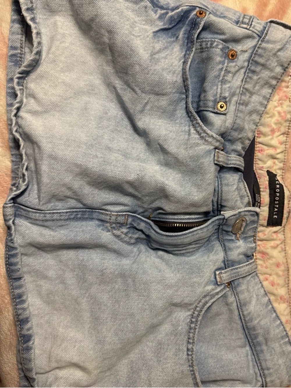 Aeropostale Light Wash low rise mini skirt.